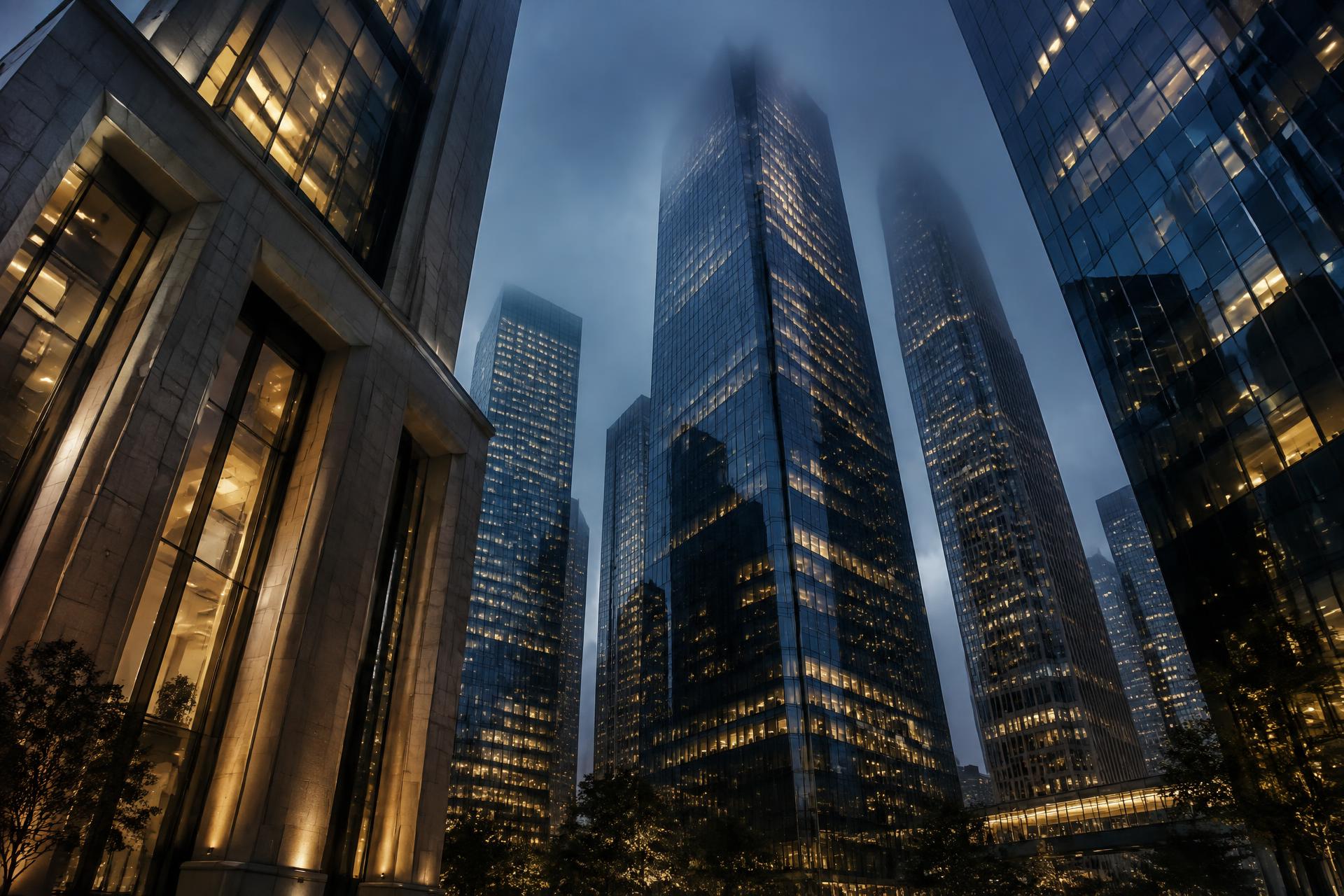Torres corporativas ao entardecer